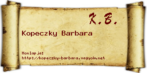 Kopeczky Barbara névjegykártya